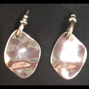 Chico’s Hammered Silver Tone Abstract Earrings